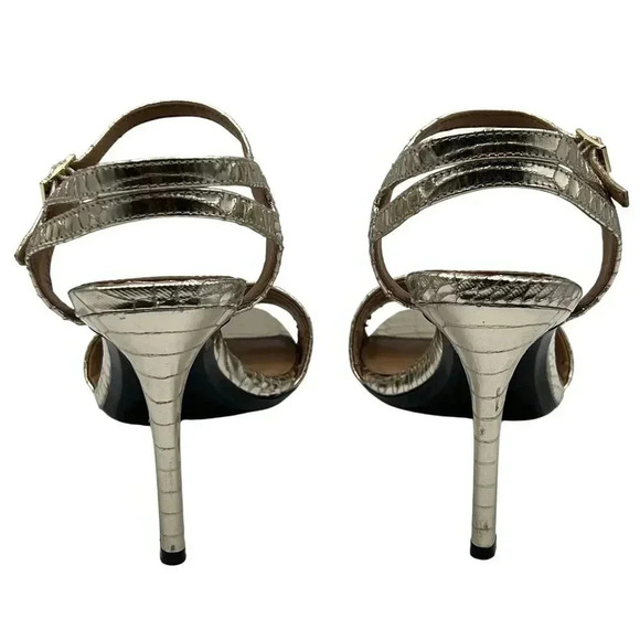 Calvin Klein Womens 10 Nadina Snakeskin Print Gold Stiletto Heels Dress Sandals - Picture 8 of 12